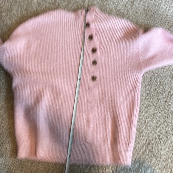 La Maille frnch Paris Cable Knit Asymmetrical Sweater  Pink knit button … - Picture 9 of 10